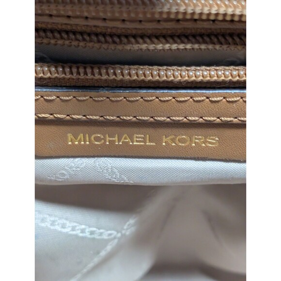 Michael Kors Winston Medium Signature Tote Vanilla Acorn Brown Zip w/ - Picture 8 of 15